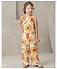 FOSTRIC Cotton Blend Woven Sleeveless Floral Printed Coordinating Top & Palazzo Set - Yellow