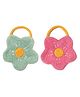 House of Quirk Flower Shaped Hanging Towels Set of 2 Soft Coral Fleece Kitchen & Bathroom Towels Super Absorbent & Quick Dry Decorative Cloths - Pink/Green