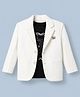 Dapper Dudes Cotton Mix Woven Full Sleeves Textured Blazer With Printed Inner Tee - Off White