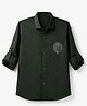 Dapper Dudes Woven Shirt with Full Sleeves and Lion Foil Print in Dark Green