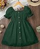 The Kids Club Schiffli Knit Half Puffed Sleeves Floral Embroidered Dress - Green