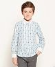 One Friday Cotton Woven Full Sleeves Alien Printed Shirt - White