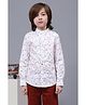 One Friday Cotton Woven Full Sleeves Paper Rockets Printed Shirt - White