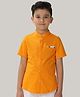 One Friday Cotton Knit Half Sleeves Solid Shirt - Orange