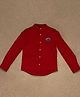One Friday Cotton Woven Full Sleeves Brand Name Embroidered Shirt - Red