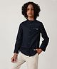 One Friday Cotton Woven Full Sleeves Solid Shirt - Navy Blue