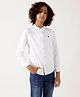 One Friday Cotton Woven Full Sleeves Brand Initials Embroidered Shirt - White
