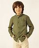One Friday Cotton Woven Full Sleeves Solid Shirt - Olive