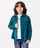 One Friday Cotton Woven Full Sleeves Striped Shirt - Teal Blue