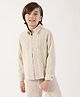One Friday Cotton Woven Full Sleeves Striped Shirt - Beige