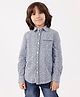One Friday Cotton Woven Full Sleeves Numerical Printed Shirt - Blue
