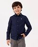 One Friday Cotton Woven Full Sleeves Brand Initials Embroidered Shirt - Navy Blue