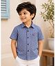 Superminis Cotton Woven Half Sleeves Checked Shirt - Dark Blue