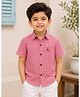 Superminis Cotton Woven Half Sleeves Checked Shirt - Red