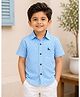 Superminis Cotton Woven Half Sleeves Checked Shirt - Sky Blue