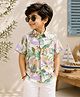 Superminis Rayon Woven Half Sleeves Floral Printed Shirt - Green & White