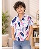 Superminis Rayon Woven Half Sleeves Leaves Printed Shirt - Pink