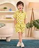 Superminis Cotton Woven Half Sleeves Checked & Yinyang Printed Coordinating Shirt & Short Set - Parrot Green