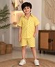 Superminis Cotton Woven Half Sleeves Checked Coordinating Shirt & Short Set - Yellow