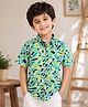 Superminis Rayon Woven Half Sleeves Abstract Printed Shirt - Green