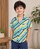 Superminis Rayon Woven Half Sleeves Striped Shirt - Green