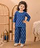 Superminis Cotton Woven Three Fourth Sleeves Ethnic Motif Printed Top & Pants Set - Blue