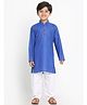 JBN Creation Cotton Blend Woven Full Sleeves Solid Kurta & Pyjama Set - Dark Blue & White