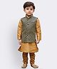 JBN Creation Silk Woven Full Sleeves Solid Kurta & Pyjama With Ethnic Motifs Embroidered Jacket Set - Rose Gold