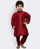 JBN Creation Silk Woven Full Sleeves Solid Kurta Pyjama Set - Maroon