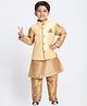 JBN Creation Silk Woven Full Sleeves Solid Kurta & Pyjama With Geometric Foil Printed Jacket Set - Rose Gold