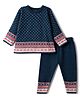 Babyhug Knit Full Sleeves Sweater Set with Abstract Design in Navy Blue