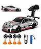FUNVERSE RC Drift Car for Kids, 2.4GHz Remote Control Car, 4WD Dual Motor, Unbreakable PVC Body, LED Lights, Rechargeable Battery,High Speed RC Car for Kids, Extra Drift & Racing Tyres - Grey