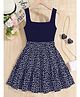 The Kids Club Cotton Blend Knit Sleeveless Floral Printed Dress - Blue