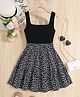 The Kids Club Cotton Blend Knit Sleeveless Floral Printed Dress - Black