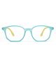 Optify Full Rim Haxagon Blue Cut Zero Power Computer Glasses For kids Color-Navy Blue