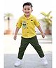 CRUNCHY NACHOS Cotton Linen Woven Full Sleeves Animals Embroidered Shirt & Pants Set - Yellow