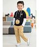 CRUNCHY NACHOS Knitted Full Doctor Sleeves Lion Applique Detailed Hooded Tee & Pants Set - Black