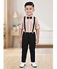 CRUNCHY NACHOS Mesh Full Sleeves Stone Embellished Shirt & Pants Set With Bow & Suspender - Mauve