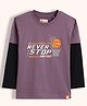 Orange Sugar 100% Cotton Knit Full Doctor Sleeves Never Stop Text Printed Tee - Violet