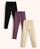 Orange Sugar Cotton Elastane Knit Pack Of 3 Solid Leggings - Black Dusty Pink & Beige