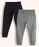 Orange Sugar 100% Cotton Knit Pack Of 2 Solid Cargo Style Joggers - Black & Grey