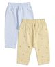 MINI KLUB Cotton Knit Pack Of 2 Striped & Koala Printed Pants - Light Yellow & Blue