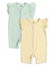 MINI KLUB Pack Of 2 Half Sleeves Floral Printed Rompers - Sea Green & Yellow