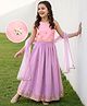 Pine Kids Woven Sleeveless Choli & Lehenga Set With Dupatta & Sequin Embroidered - Pink & Lavender