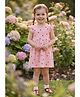 White World Cotton Blend Sleeveless Hearts Printed Dress - Peach