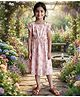 White World Cotton Blend Woven Sleeveless Fruits Printed Dress - Peach