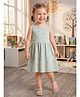 White World Cotton Blend Woven Sleeveless Fruits Printed Dress - Pista Green