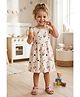White World Cotton Blend Woven Sleeveless Cup Cake Printed Dress - Off White