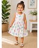 White World Cotton Blend Woven Sleeveless Butterfly Printed Dress - Off White