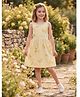 White World Cotton Blend Woven Sleeveless Lemons Printed Dress - Butter Yellow